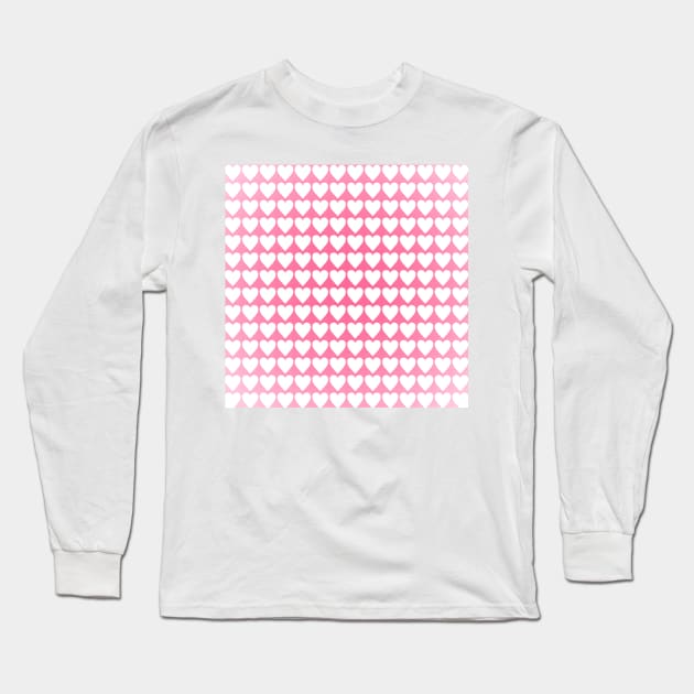 White Heart Grid Pattern Long Sleeve T-Shirt by LaurenPatrick